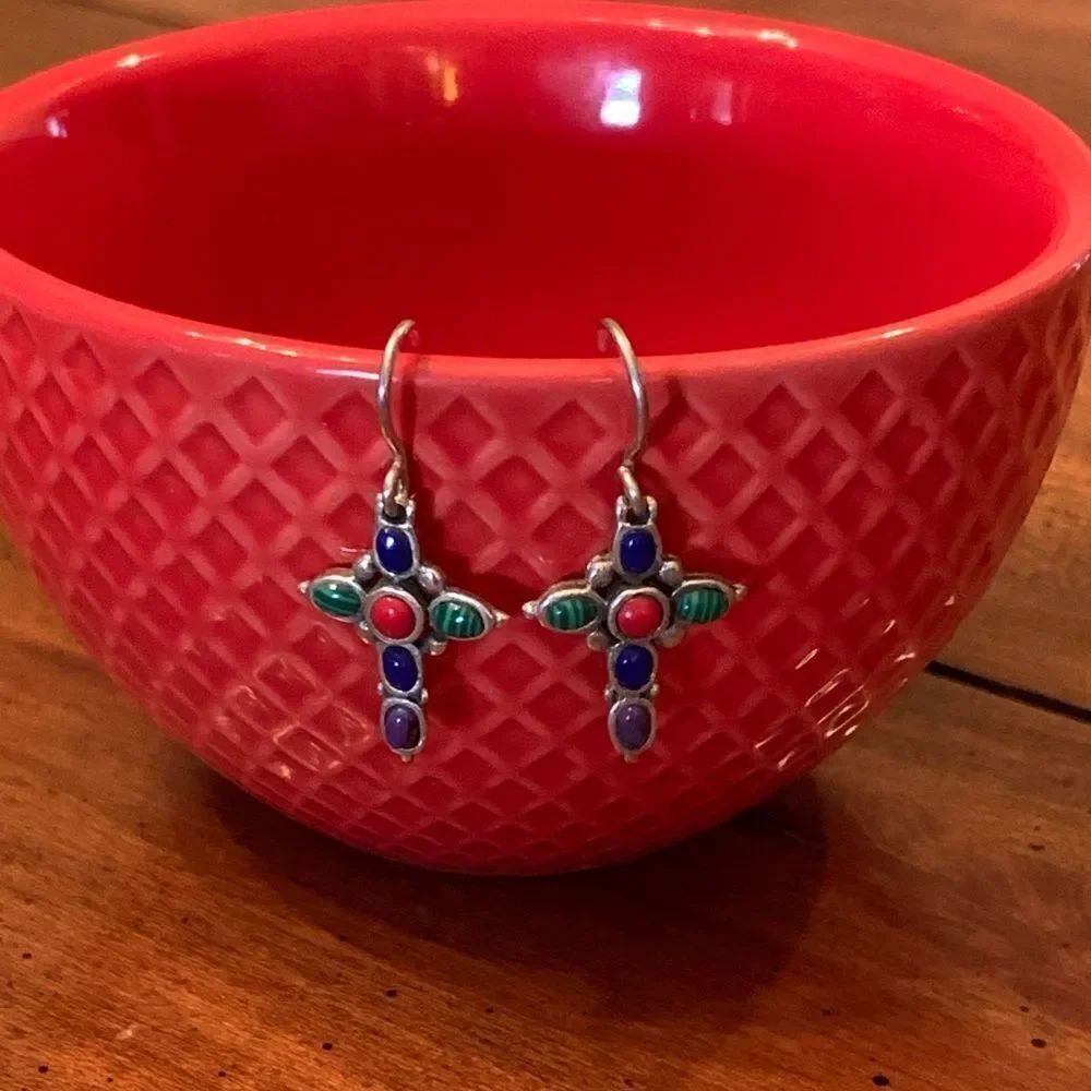 Vintage Southwestern Cross Earring